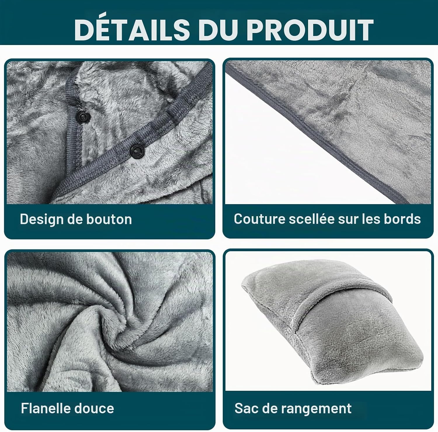 Couverture de Voyage 3-en-1 avec Coussin Intégré et Boutons – Poncho Multifonction pour Avion, Camping & Extérieur | Femme, Homme, Enfant