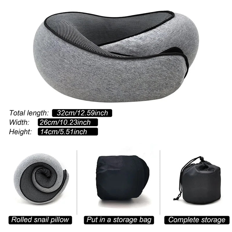 Oreiller de Voyage en Mousse à Mémoire de Forme – Support Cervical Ergonomique en U | Confort Optimal Avion, Voiture, Bureau