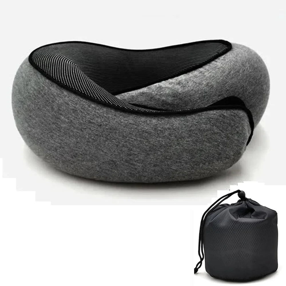 Oreiller de Voyage en Mousse à Mémoire de Forme – Support Cervical Ergonomique en U | Confort Optimal Avion, Voiture, Bureau