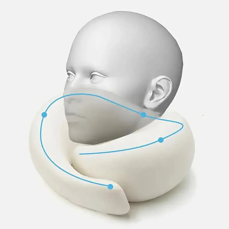 Oreiller de Voyage en Mousse à Mémoire de Forme – Support Cervical Ergonomique en U | Confort Optimal Avion, Voiture, Bureau