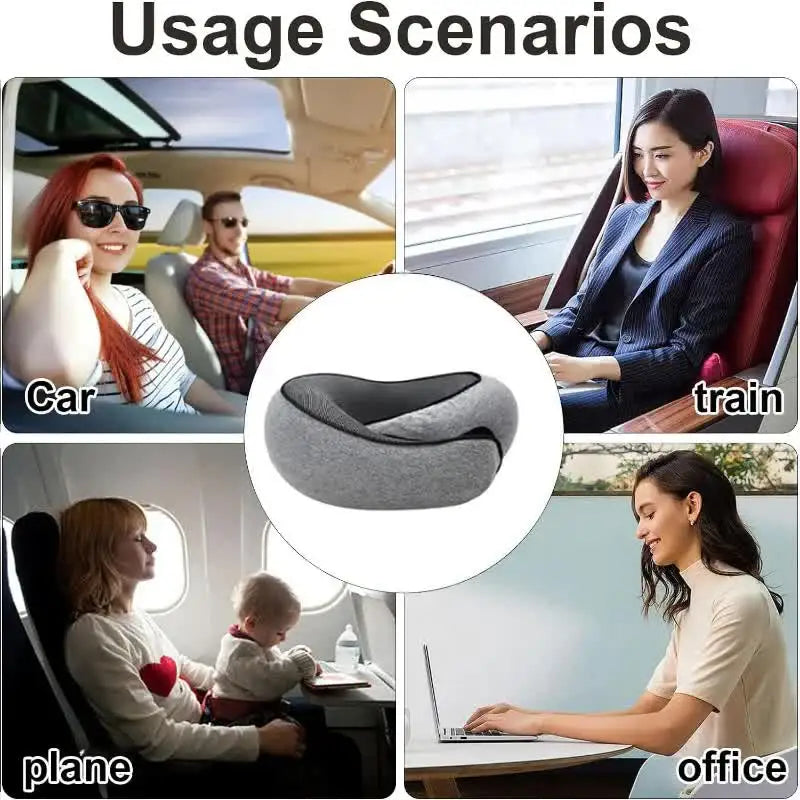 Oreiller de Voyage en Mousse à Mémoire de Forme – Support Cervical Ergonomique en U | Confort Optimal Avion, Voiture, Bureau