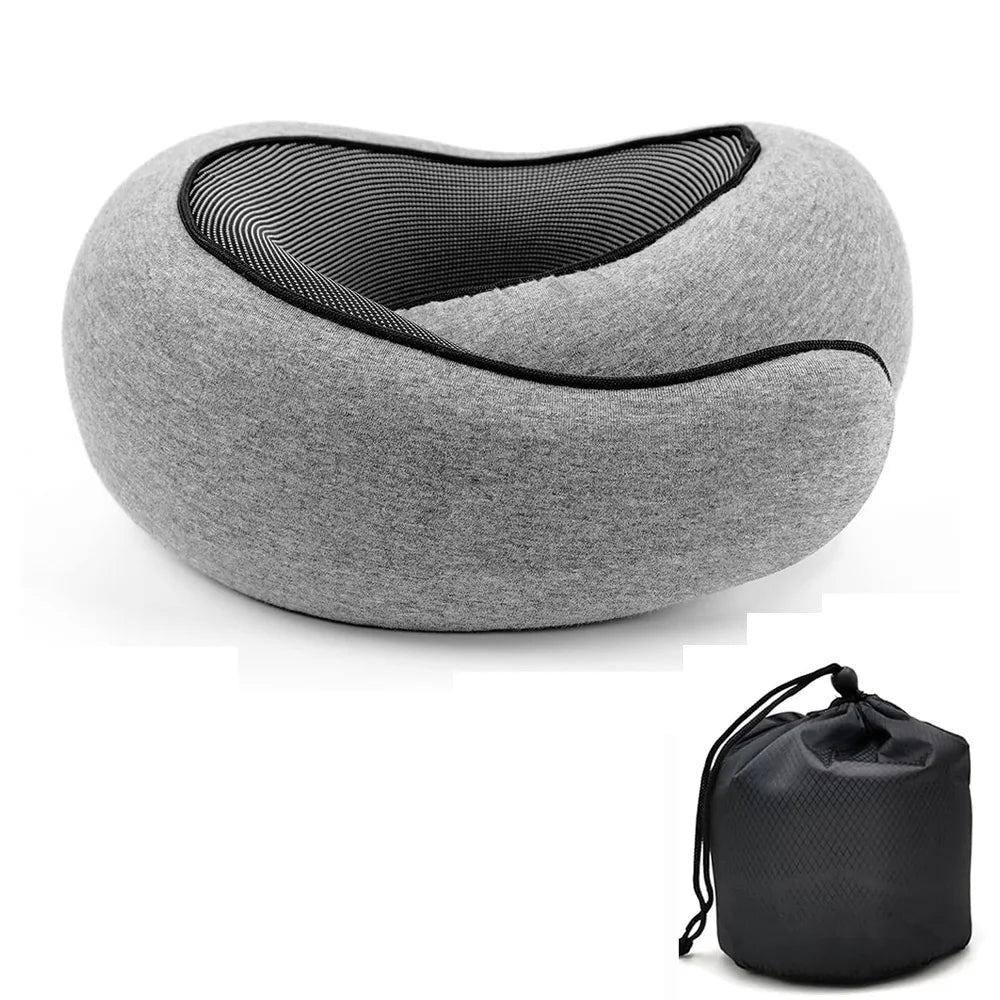 Oreiller de Voyage en Mousse à Mémoire de Forme – Support Cervical Ergonomique en U | Confort Optimal Avion, Voiture, Bureau