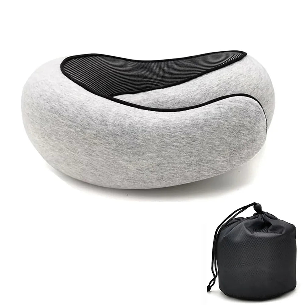 Oreiller de Voyage en Mousse à Mémoire de Forme – Support Cervical Ergonomique en U | Confort Optimal Avion, Voiture, Bureau