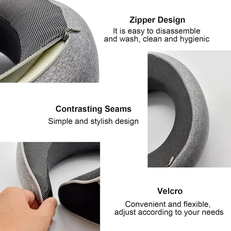 Oreiller de Voyage en Mousse à Mémoire de Forme – Support Cervical Ergonomique en U | Confort Optimal Avion, Voiture, Bureau